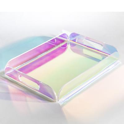 China Restaurant/Hotel/Home Tray Acrylic Factory Customized Iridescent Acrylic Tray Pantry Serving Acrylic for sale