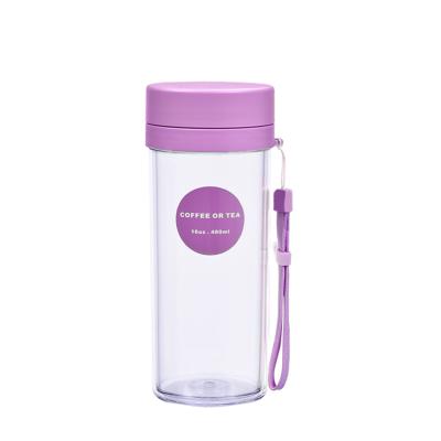 China Sustainable Travel 480Ml Tea Bottle With Infuser Double Wall Tumbler Mug for sale