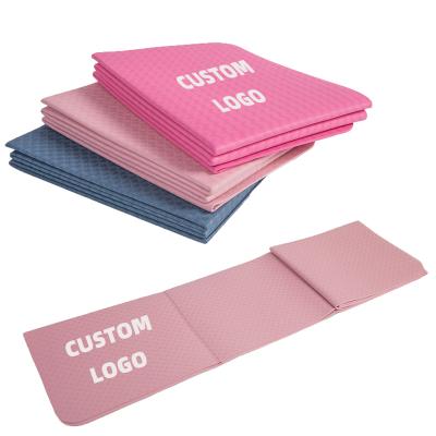 China Waterproof Custom Lightweight Thin Folding Exercise Fitness Yoga Mat For Women for sale