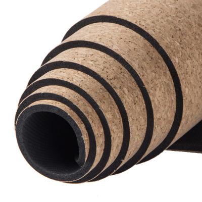 China Eco Friendly Hot Selling Custom Natural Rubber Non-slip Printing Cork Design Yoga Mat for sale