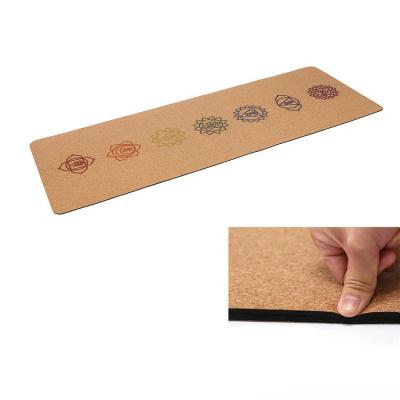 China Custom Private Label Non Slip Organic Chakra All Natural Yoga Cork Mat Set for sale