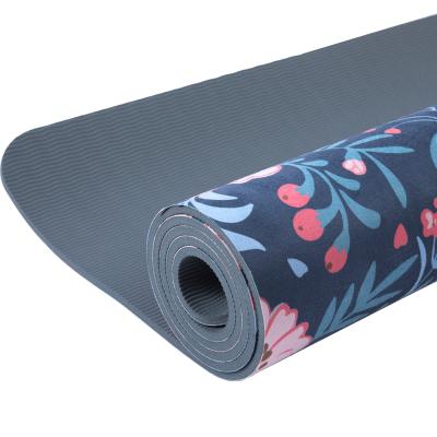 China Eco Friendly Non Slip Absorb Suede Tape Yoga Mat Custom Print for sale