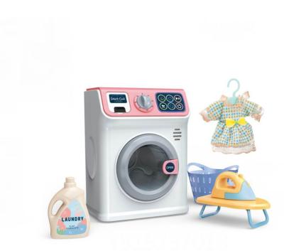 China Preschool Girls Place Toys Mini Machine Wash Toy Household Plastic Electric Funny Toy Pretend Play Washing Machine Toy With Music Light for sale