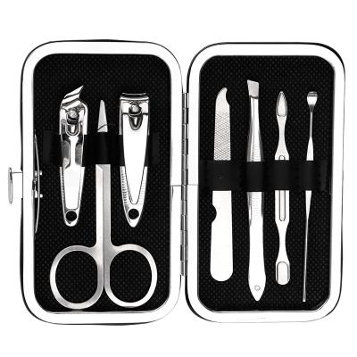 China Durable Nail Clippers Set Pedicure Set Nail Care Kit Stainless Steel For Baby 7pcs Adult Finger Toe Black Bag Custom OEM Professional Art for sale