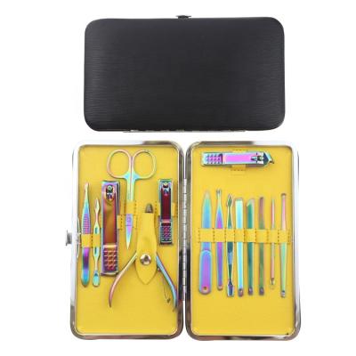 China DIY Nails 15pcs Professional Manicure Set /Pedicure Care Tools / Color Grooming Kit Titanium Plating PU Leather Case for sale