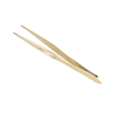 China Eyebrow Shaping Stainless Steel Logo New Eyebrow Tweezers Custom Made - Gold Pointed Tweezers - Non Slip for sale