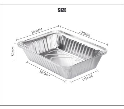 China Food Customized Logo Rectangle Aluminum Foil Food Baking Tray Foil Food Takeaway Container With Lids for sale