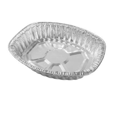 China Heavy Aluminum Foil Tray Turkey Tray Disposable Aluminum Tray For Turkey Oval Food 2021 for sale