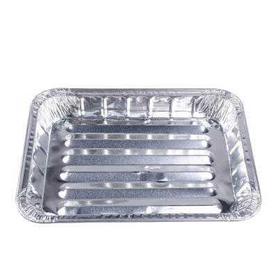 China Eco-friendly 800ml Aluminum Foil Container Disposable BBQ Grill Tray Baking Container for sale