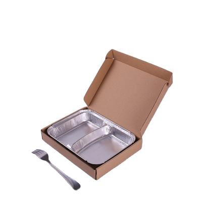 China 810ml Compartment Aluminum Foil Container Aluminum Foil Container 2 Compartment Aluminum Foil Tray Eco-friendly for sale