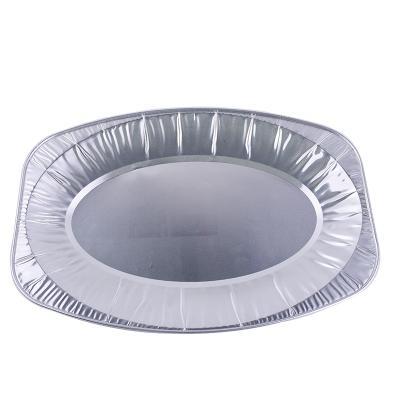 China Disposable Oval Rotisserie Aluminum Foil Tray Medium Oval Aluminum Foil Turkey Tray Eco-friendly for sale