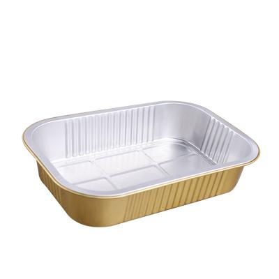 China 1000ml Rectangular Aluminum Foil Lunch Food Wrapping And Baking Baking Tray Foil Food Container With Cover for sale