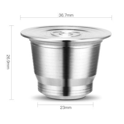 China 37MM Food Grade Stainless Steel Healthy Material Coffee Capsule Reusable Nespresso Coffee Pod for sale