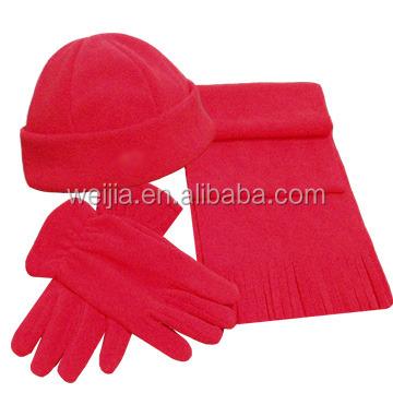 China Fleece Wool Fleece Hat Gloves Scarf Set for sale