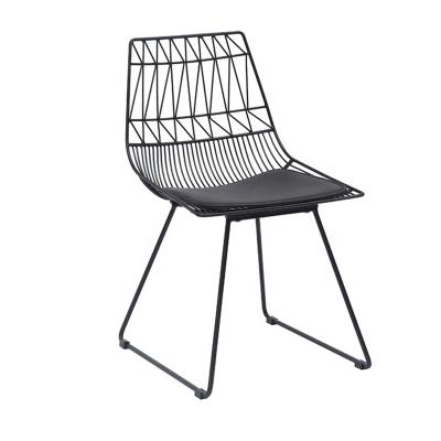 China Wholesale High Quality Comfortable Vintage Metal Hollow Wrought Iron Black Wire Rustic Chair for sale