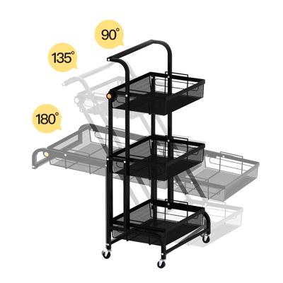 China Household Fruit And Vegetable Multi-Layer Vegetable Rack Viable Storage Floor Rack Mobile Kitchen Storage Rack Thickened Trolley Ra for sale