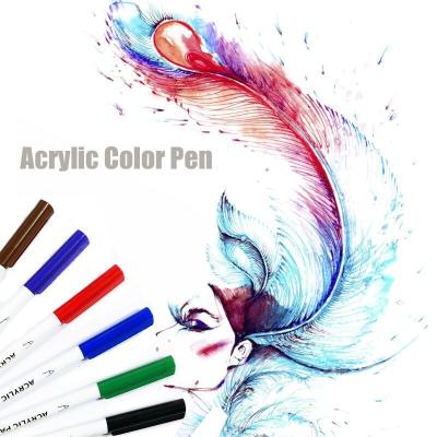 China 25 Colors Permanent Acrylic Paint Art Marker Pens for Art Rock Painting Card Making Cloth Canvas Water Color Pen Brush - 0.6mm for sale