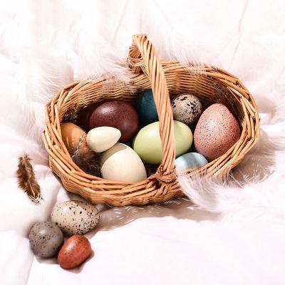 China Educational Emotional Sensory Toys Simulation Colored Egg Rattan Basket Chicken Cage Assorted Color Size Toys for sale