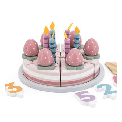 China Fun entertainment viga princess wooden pink cake cute diy birthday cake set children play house kitchen toys for sale