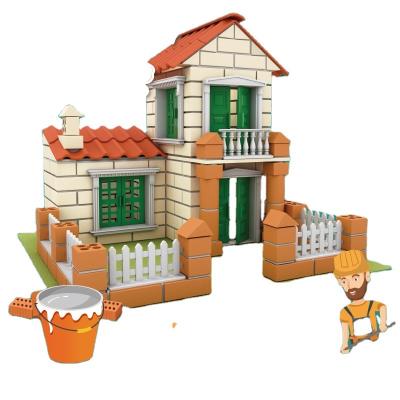 China DIY TOY Building Bricks Stacking Toys Simulating Cement Mortar Repairing Houses Reusing DIY Handmade Toys for sale