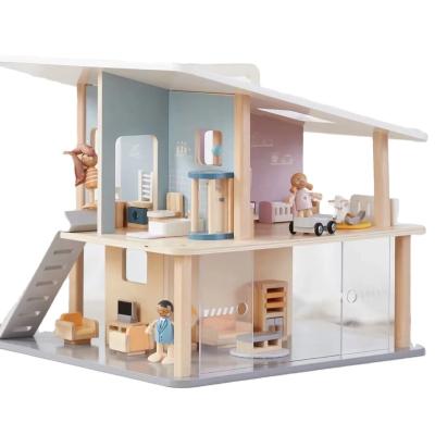 China VIGA educational play house toys portable wooden cabinet furniture simulation doll house holiday home ornaments. for sale