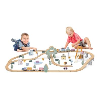 China Slot toy viga 90pcs train track set wooden magnetic manual toy train toy for sale