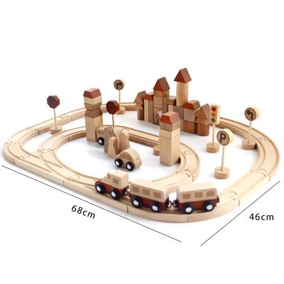 China Slot Toy Log Production Of Unpainted Track Toys High End Wooden Train Track Toys for sale