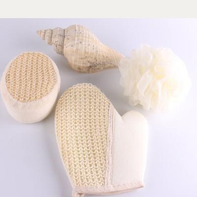 China Wholesale Beige Color Body Brush Mesh Bath Sponge Gift Bathroom Set for sale