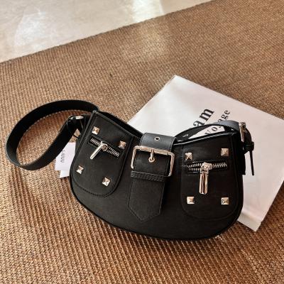 China New Vintage Fashoion Fashion Motorcycle Punk Shoulder Bag For Luxury Armpit Bag For Lady Women for sale