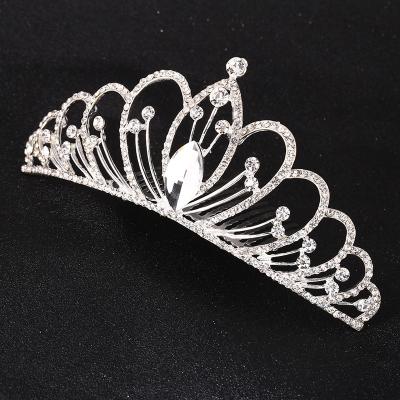 China Environmentally Friendly Decoration Birthday Flower Bride Bridal Hair Crystal Tiara Princess Crowns Women Crown Silver For Girls for sale