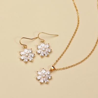 China Hiphop Zirconia Suntown Jewelry Butterfly Stud Set American Diamond Necklace Earring Jewelry Sets Rose Gold for sale