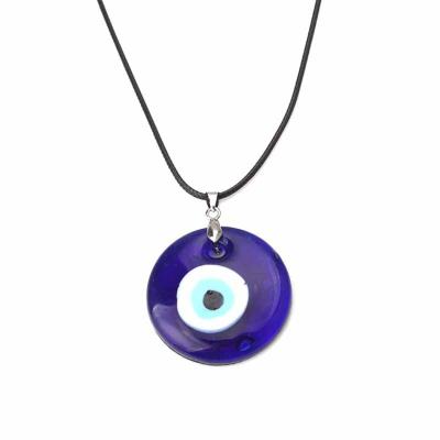 China Dorp Eco-Friendly Devil Water Eyes Lock Pendant Glass Evil Eye Tiny Leather Necklace Hot Selling Tiny Leather Necklace For Prayer Women for sale