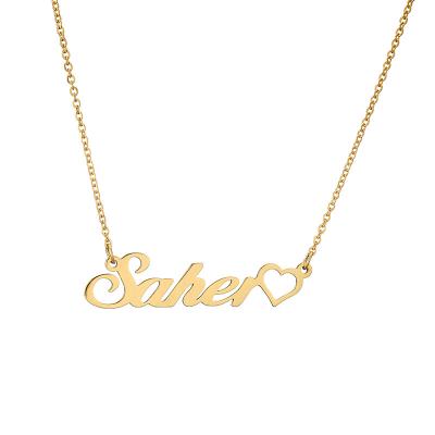 China Environmentally Friendly Stainless Steel Letter Heart Plate Neckless Initial Custom Jewelry Personalized Name Necklace for sale