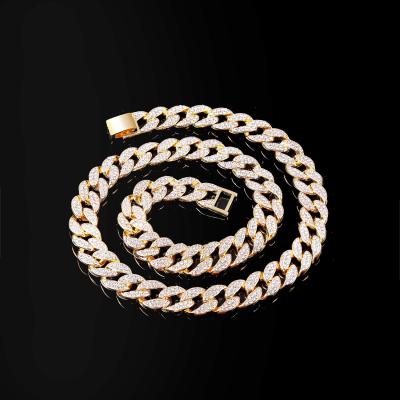 China Hiphop Cubana 6mm Moissanite Miami Bling Stainless Steel Gold Link Chain Men's Solid Cuban Necklace For Women for sale