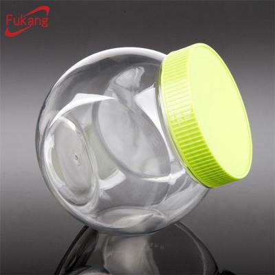 China 30 oz clear PET cookie, ball shape candy jars factory in china, plastic candy containers with sale cap for sale