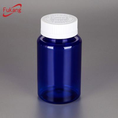 China 175ml Pharmaceutical Empty Plastic Vitamin Capsule Bottle Cobalt Blue Container Food Supplements PET Bottle for sale