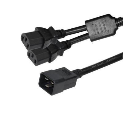 China The A.W.G. Home Appliance 20A 250V 14 To Dual 2X C13 Female Adapter Splitter Y Cable 2M 1.8M Extension 18Awg Power Cord For Computers for sale