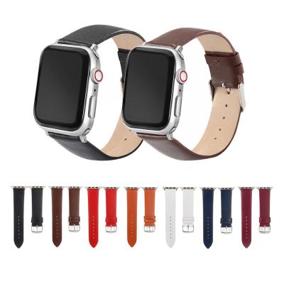 China For Apple Watch Series 6 5 4 3 2 1 40mm 44mm Pure Calfskin Thin Leather Strap Color Replacement Band For Apple Watch Strap Band for sale