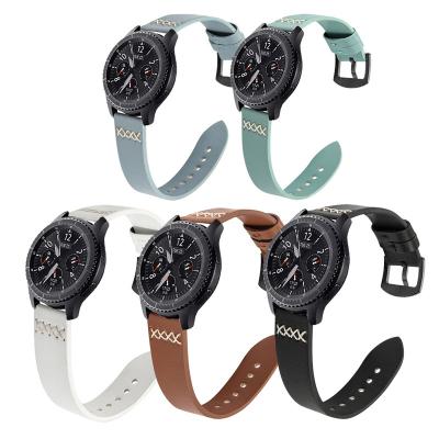 China 22mm Leather Quick Install Genuine Leather For Samsung Active Watch Band 46mm 42mm For Samsung Galaxy Watch Strap for sale