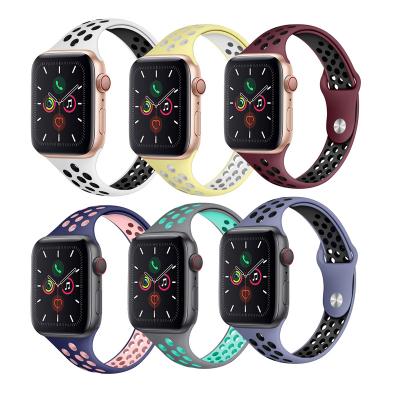 China Best Selling Colorful Rubber Silicone For Apple Watch Strap 6/SE/5/4/3/2 Buckle Band Sports Strap For Apple Watch Band 38mm 40mm 42mm 44mm for sale