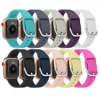 China Rubber Strap Soft Silicone For iwatch Band 42mm 40mm Sports Watch Band For Apple Watch 44mm 38mm 5 Series 4 3 2 1 for sale