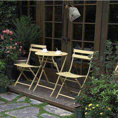 China Modern Simple Designed Portable Folding Outdoor Garden Patio Metal Folding Balcony Chairs And Table for sale