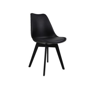 China Cheap Modern Ash Wood Black Frame Dining Chair (Other) PP Leather Beech Wood Industrial Modern Plastic Adjustable Legs for sale