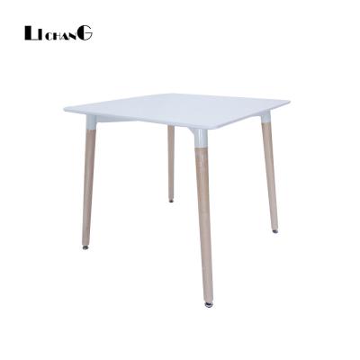 China Dining 60cm/70cm Square Black/White MDF Dining Table Adjustable With Wooden Legs T-09 for sale