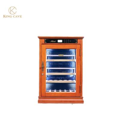 China Classic Cherry Wood Wine Cooler Cabinet Handmade Constant Temperature System for sale