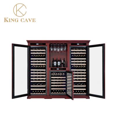 China Low Noise Electric Wood Wine Cooler With Embraco Compressor And LED Lights for sale