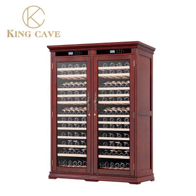 China LED Temperature Screen Super Big Space Wood Wine Cooler Freestanding Wine Cabinet for sale