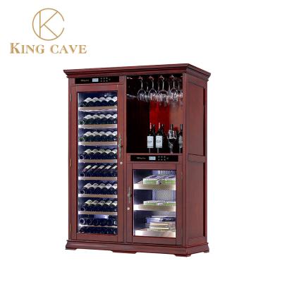 China Dual Zone Electric Cigar Cooler Fridge Wood Cabinet Wine Chiller for sale