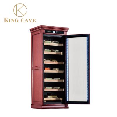 China Humidor de armazenamento de charutos de madeira natural com luz LED 3 prateleiras à venda