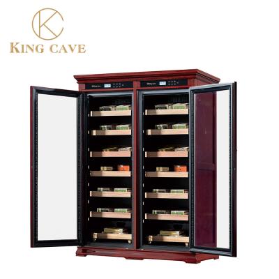 China Controle de toque de madeira maciça zona dupla refrigerador de vinho elétrico humidor de cigarro gabinete à venda